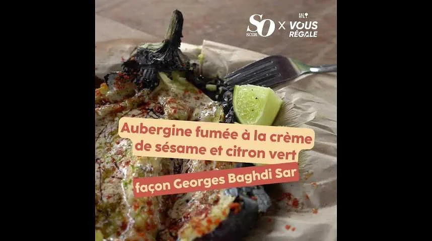 Recette - L'aubergine fumée à la crème de graines de sésame façon Georges Baghdi Sar